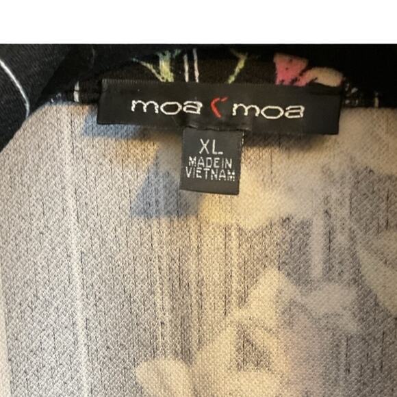 MOA MOA Floral Striped Open Front Blazer Cardigan Black Drape Hem Jacket Size S - Picture 3 of 10